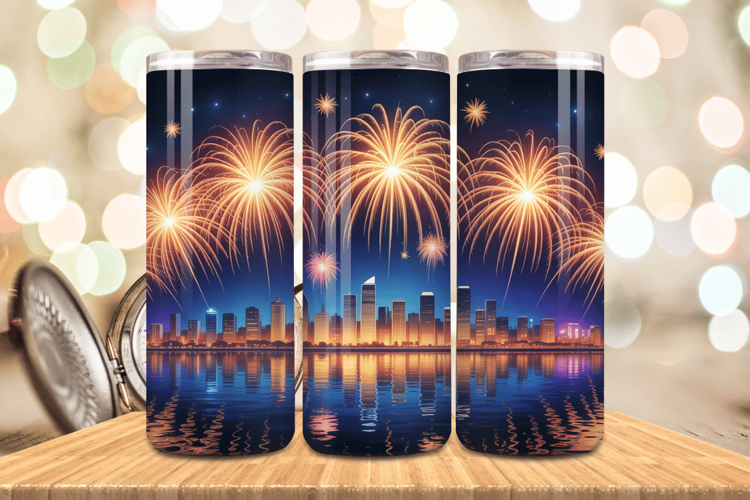 Festive Happy New Year Tumbler Wrap 2026: 20oz Skinny Tumble