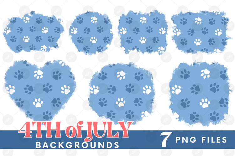 American 4th of July Cat Dog Paw Background Png DTF Bundle