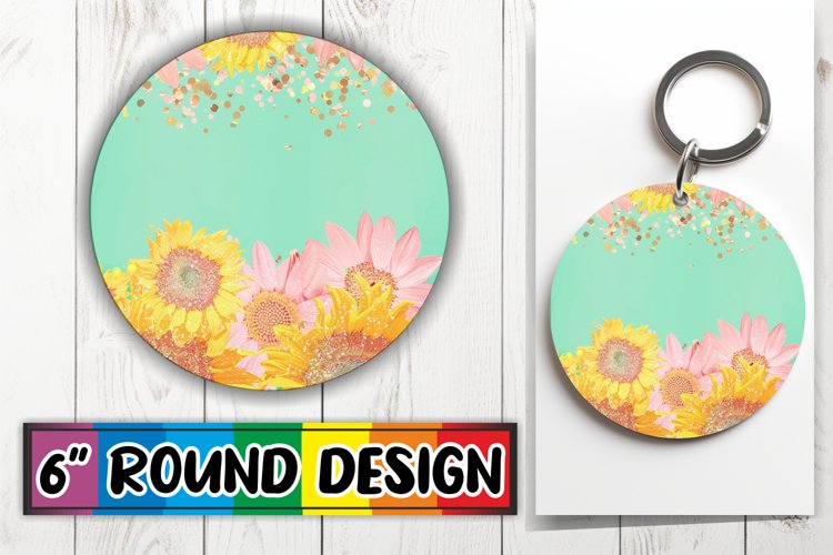 Dazzling Glittery Petal Sublimation : Keychain, Coaster