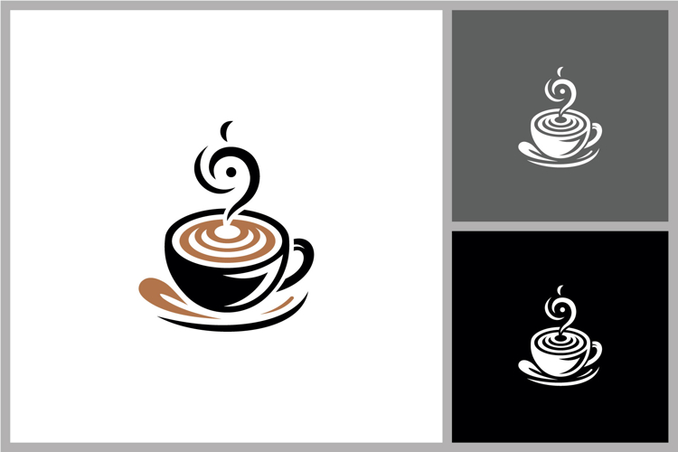 Coffee Cup Logo with Steam Swirl
