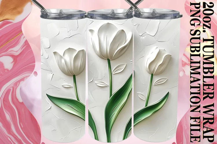 Elegant Bloom Radiance: 3D Tumbler Sublimation