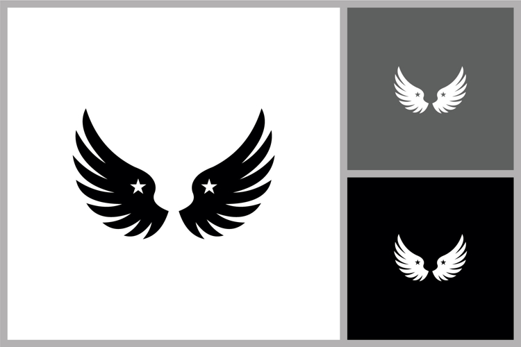 Wings Silhouette with Stars Icon