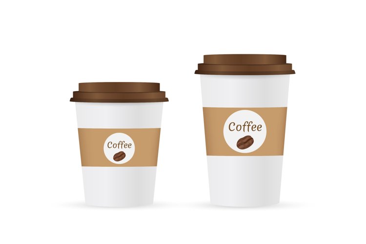 Close up take-out coffee with brown cap and cup holder. Isol example image 1