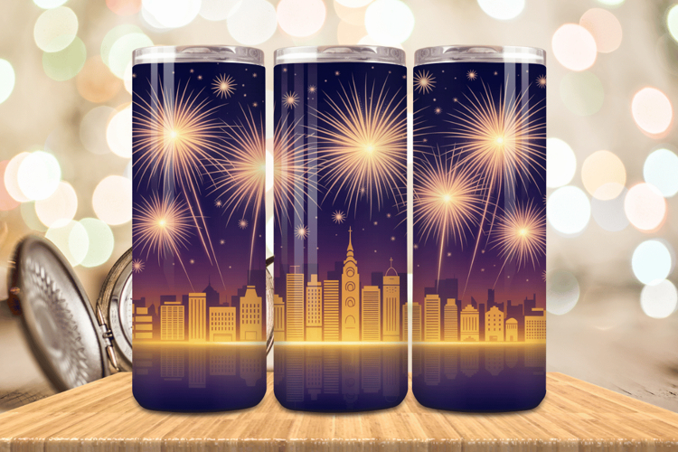 Festive Happy New Year Tumbler Wrap 2026: 20oz Skinny Tumble