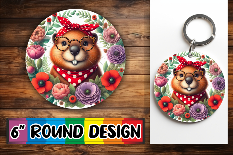 Blissful Keychain Round Style, Cute Animals