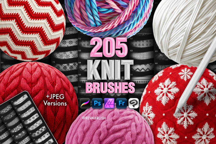 Knit Texture Procreate Brush Set Sweater, Cable Knit