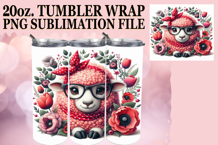 Blissful Sublimation 20oz tumbler wrap, Cute Animals