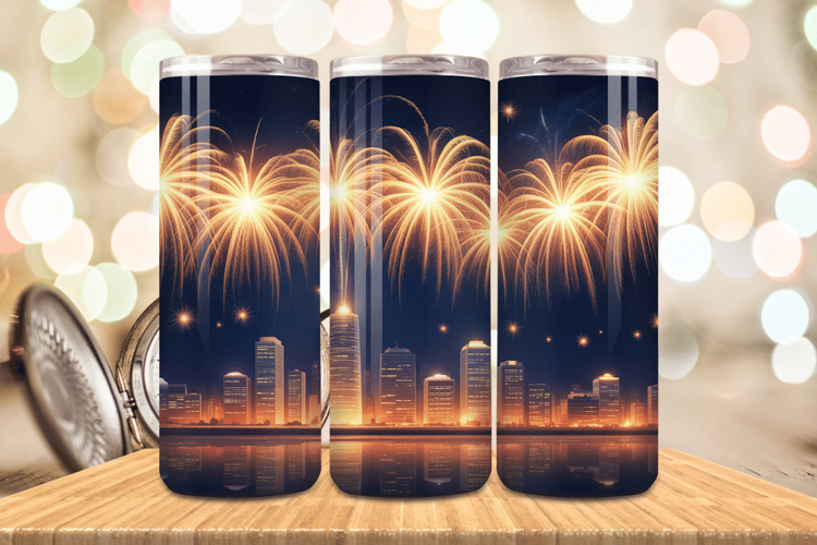 Festive Happy New Year Tumbler Wrap 2026: 20oz Skinny Tumble
