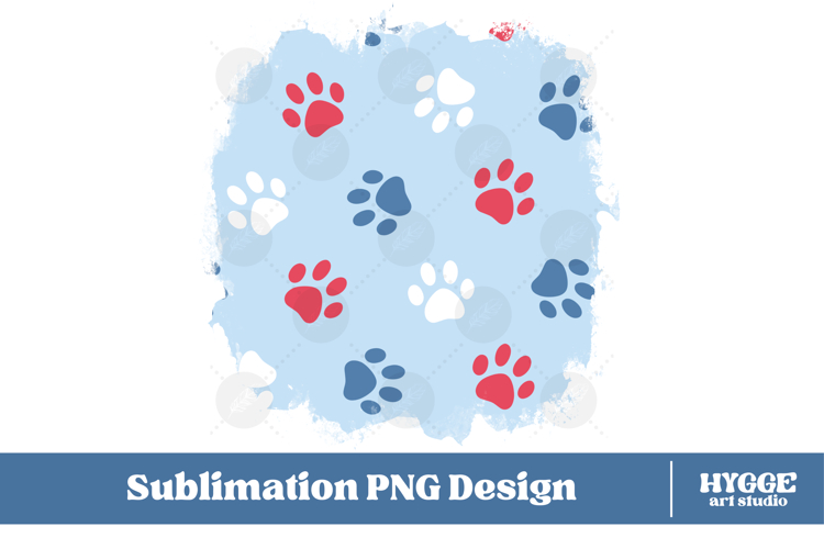 American 4th of July Cat Dog Paw Background Png Sublimation
