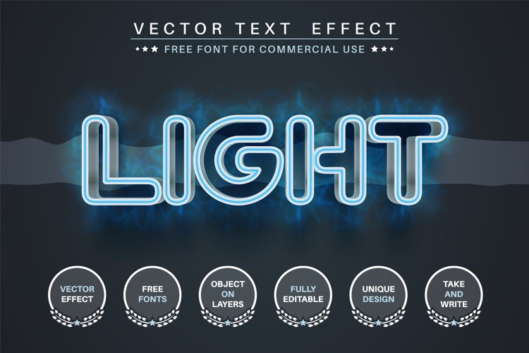 Blue light - editable text effect, font style example image 1