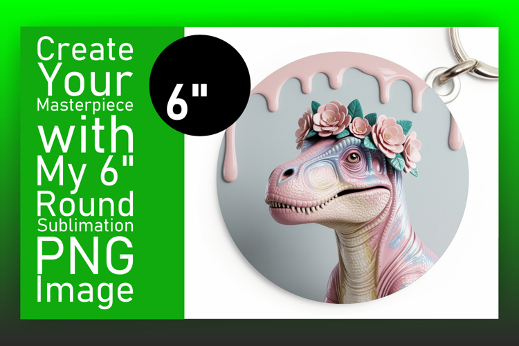 Whimsical Circle Design Car Coaster , Cute Dino