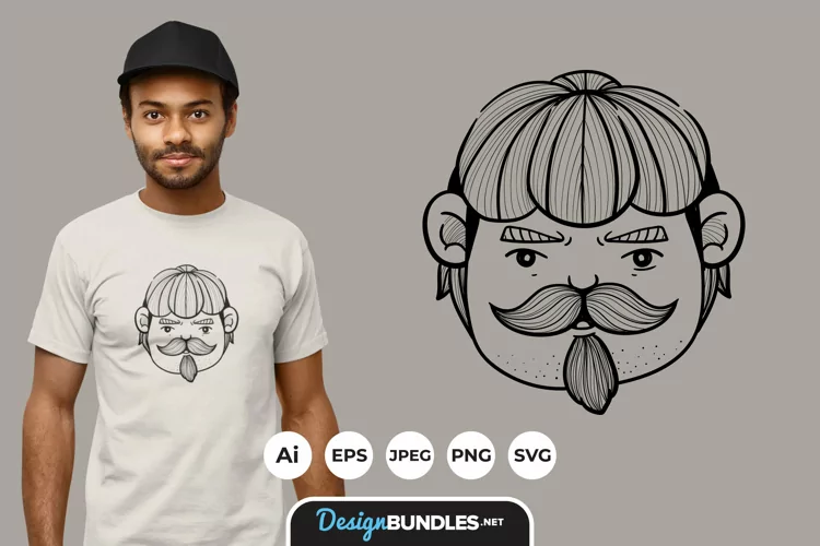Man with Beard Illustrations for T-Shirt Design