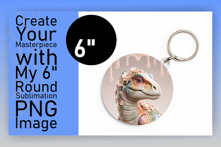 Sophisticated Round Design Keychain Art , Cute Dino