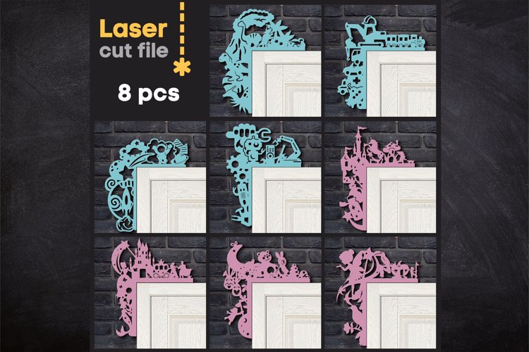 Door corner SVG Boy and Girl. Laser cut files for Glowforge example image 1