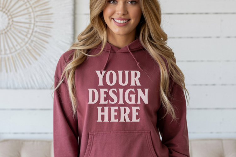 Maroon Gildan 18500 Hoodie Sweatshirt Mockup, 185 mock-