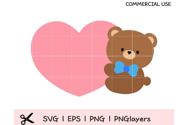 Cute Bear with Heart SVG | Valentine Teddy Bear Clipart