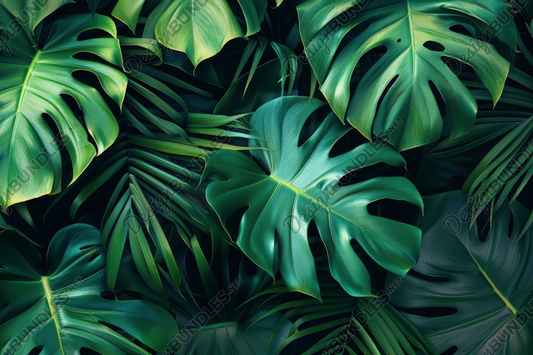 Monstera Deliciosa Leaves Background Wallpaper