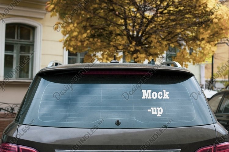 Rear window Car stickers Mockup decal outdoors autumn