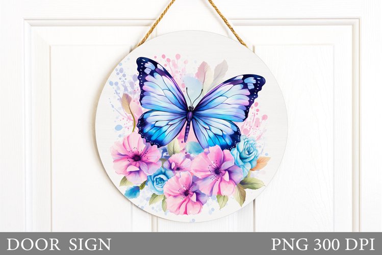 Butterfly Door Sign Sublimation. Flowers Door Sign Design