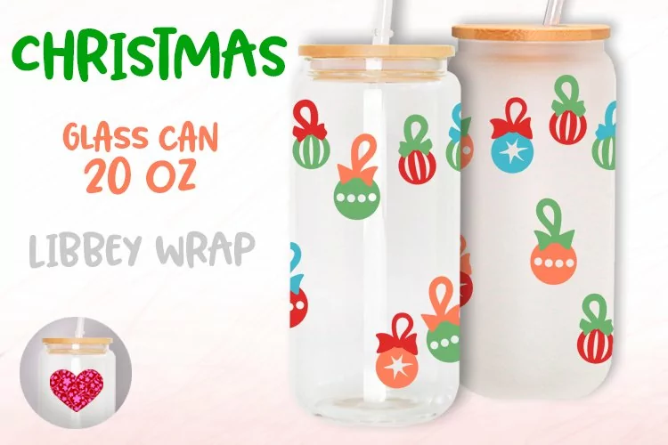 Christmas decorations 20oz Libbey glass can wrap Tumbler