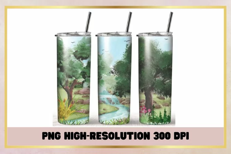20 oz Skinny Watercolor Tumbler Sublimation Wrap