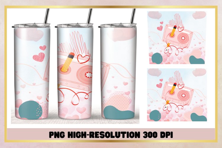Vintage 80s Valentines Day 20oz Skinny Tumbler Sublimation
