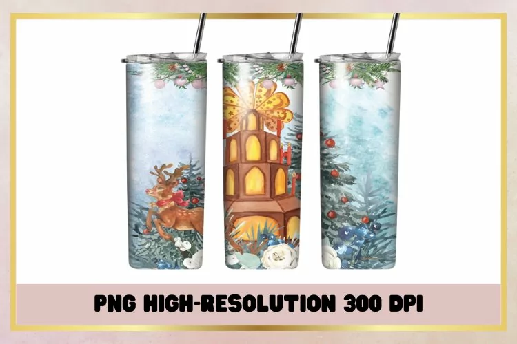 Watercolor Christmas 20Oz Skinny Tumbler sublimation