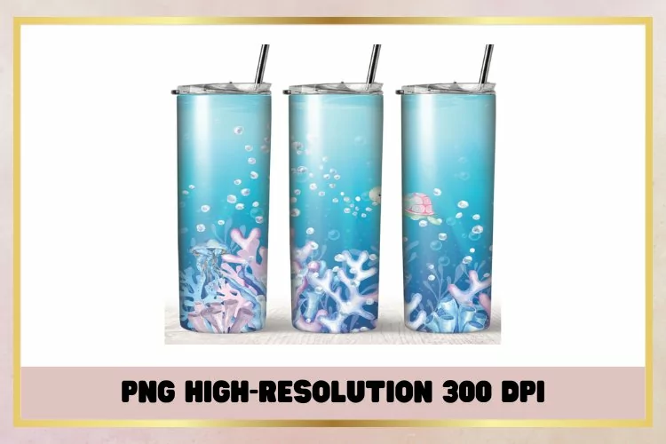 Underwater sea watercolor 20 oz Skinny Tumbler Sublimation