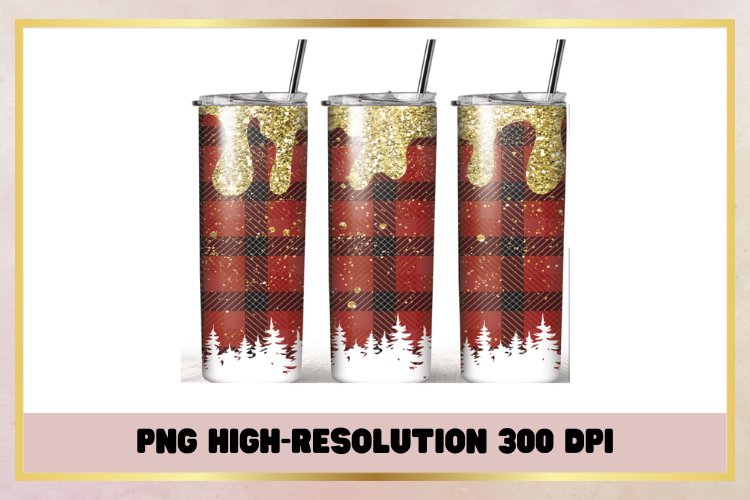 Glitter plaid Christmas 20 oz Skinny Tumbler Sublimation