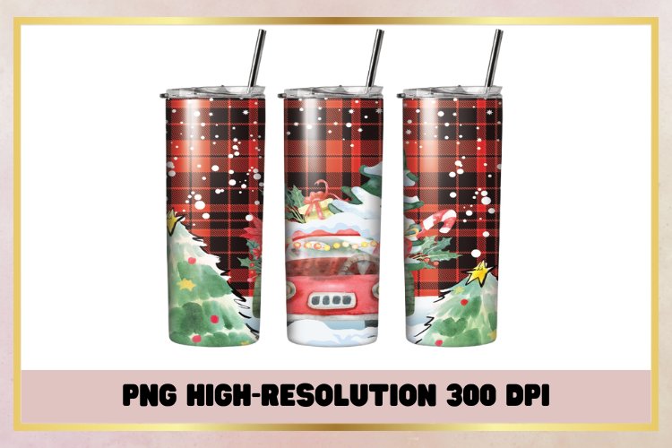 Christmas Plaid 20 oz Skinny Tumbler Wrap Sublimation