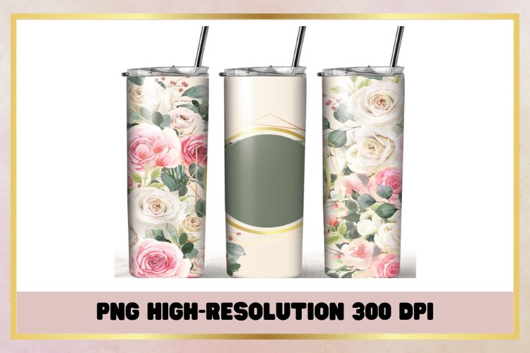 Watercolor Flowers 20 oz Skinny Tumbler Sublimation Wrap
