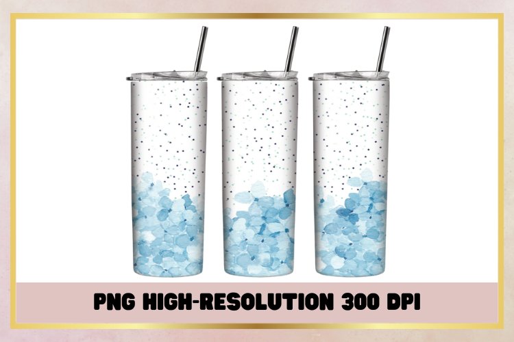 Blue Floral Design 20 oz Tumbler Wrap example image 1