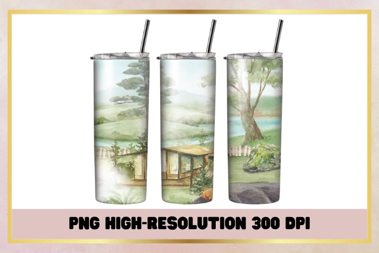 Watercolor 20 oz Skinny Tumbler Wrap Sublimation example image 1