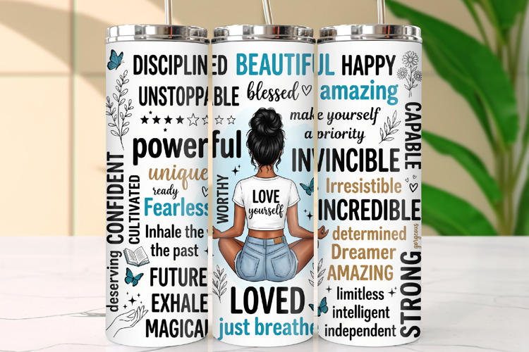 20oz Skinny Tumbler Wrap Sublimation, Mental Health Tumbler