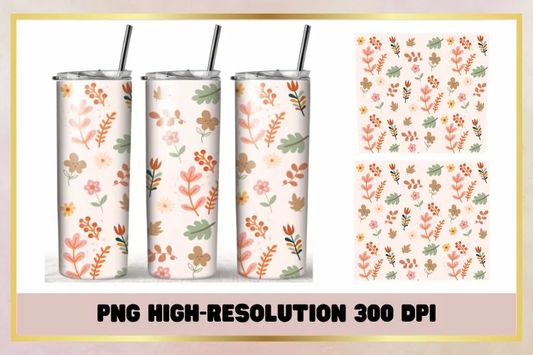 Boho Floral 20 oz Skinny Tumbler Sublimation Wrap