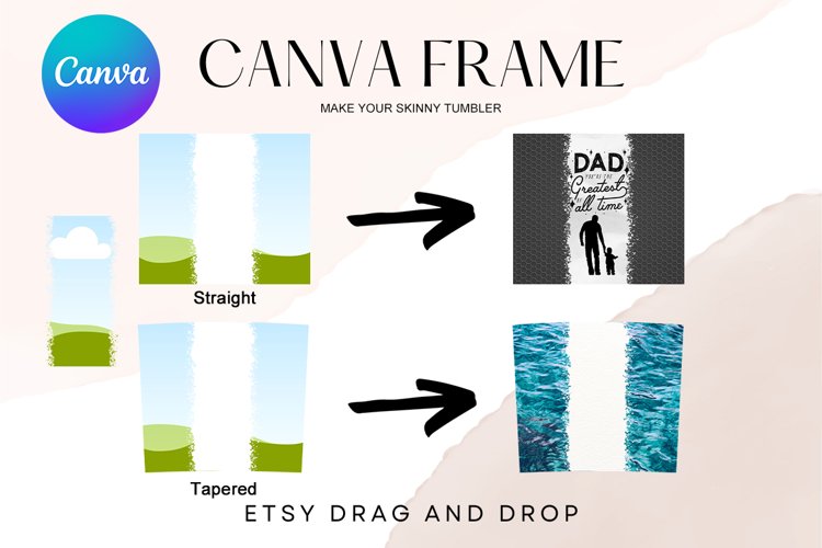 20oz Skinny Tumbler Bleach Effect Canva Frame Template