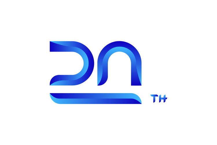 20th anniversary logo gradient blue template number isolated example image 1