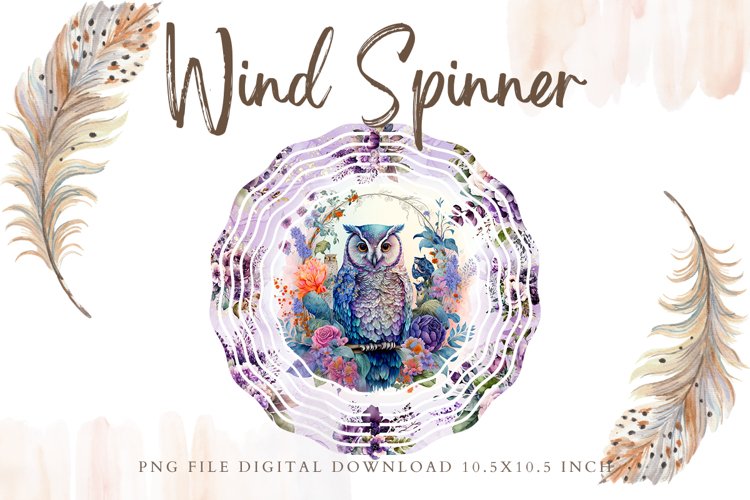 Owl Flower Wind Spinner Template Sublimation_20 example image 1