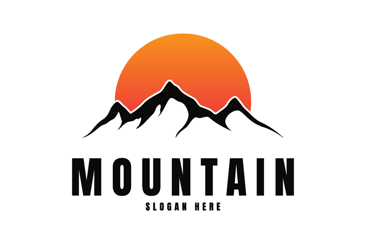 mountain peak sunset logo design concept idea