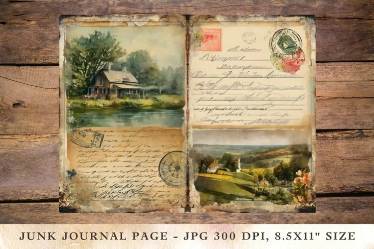 Printable Junk Journal Pages travel postcard 7