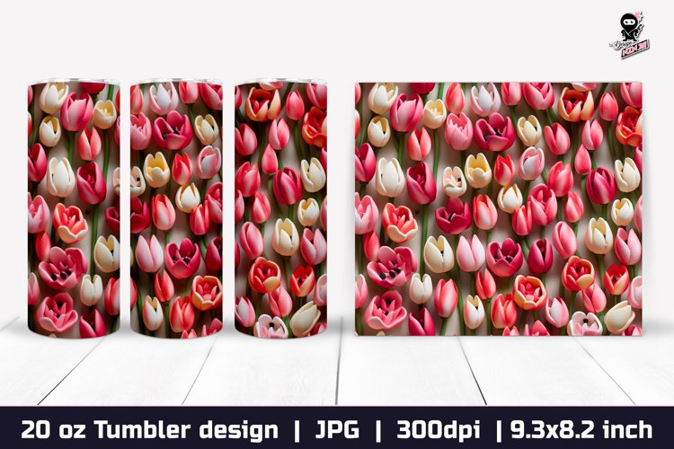 3d Flowers Tumbler, Peony Tumbler Sublimation Wrap