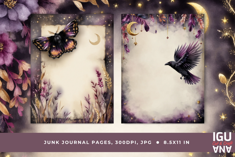 Mystical Night Meadow Junk Journal Pages | Stationery pages
