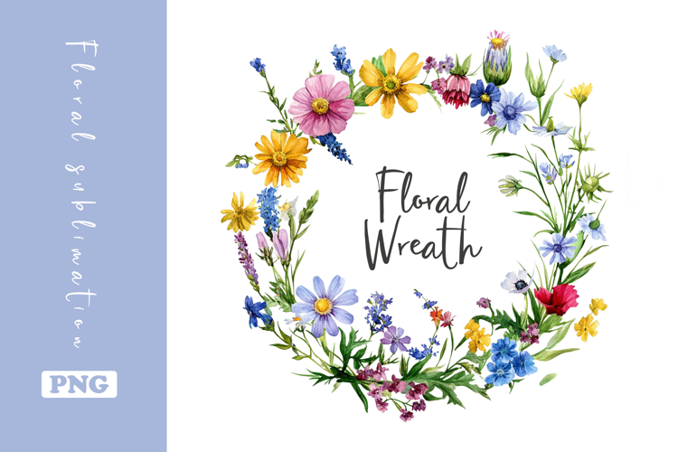 Watercolor Lovely Wildflower Wreath Clipart