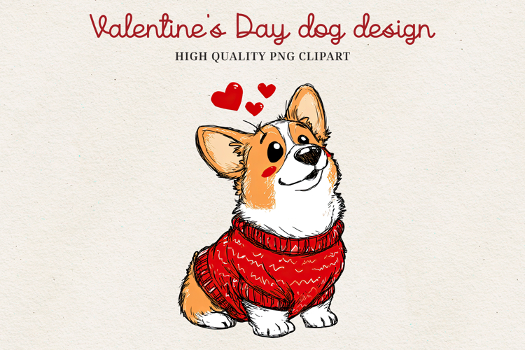Valentine’s Day Cute Dog Clipart | Love Puppy PNG