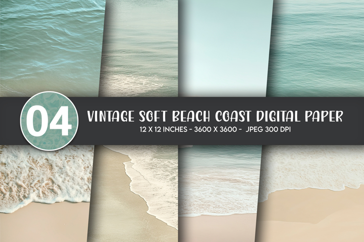 Vintage Soft Beach Coast Digital Paper example image 1
