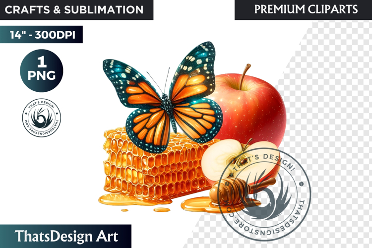 Vibrant Butterfly with Fruit PNG, Tropical Summer Clipart