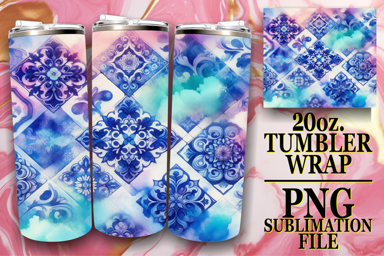 Cheerful days 20oz tumbler wrap, Watercolor Pattern