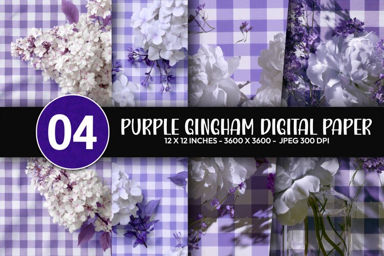 Purple Gingham Digital Paper example image 1