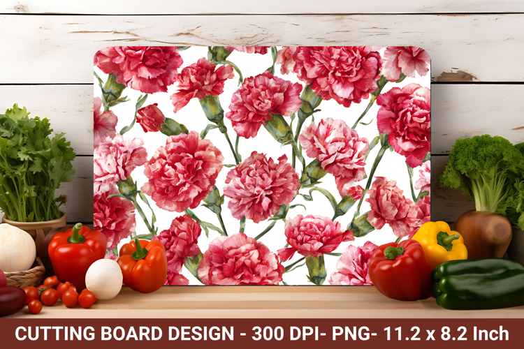 Watercolor Carnation Flower Cutting Board | Cutting Board
