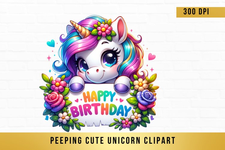 cute Peeking Unicorn Clipart, Peeking Birthday Animal png